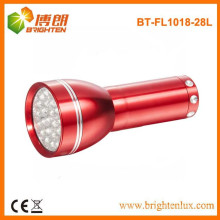 Factory Supply 4.5V OEM Red Aluminium Promotional 28 LED Torch Flashlight with 3*AAA Dry Battery
